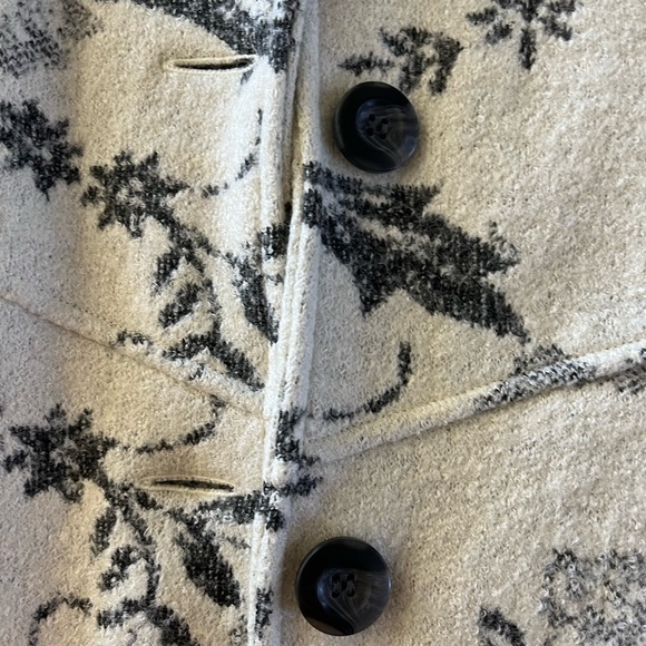 Lucy Laurel medium Anthropologie wool blend flower jacket dress coat gray ivory - Picture 3 of 8
